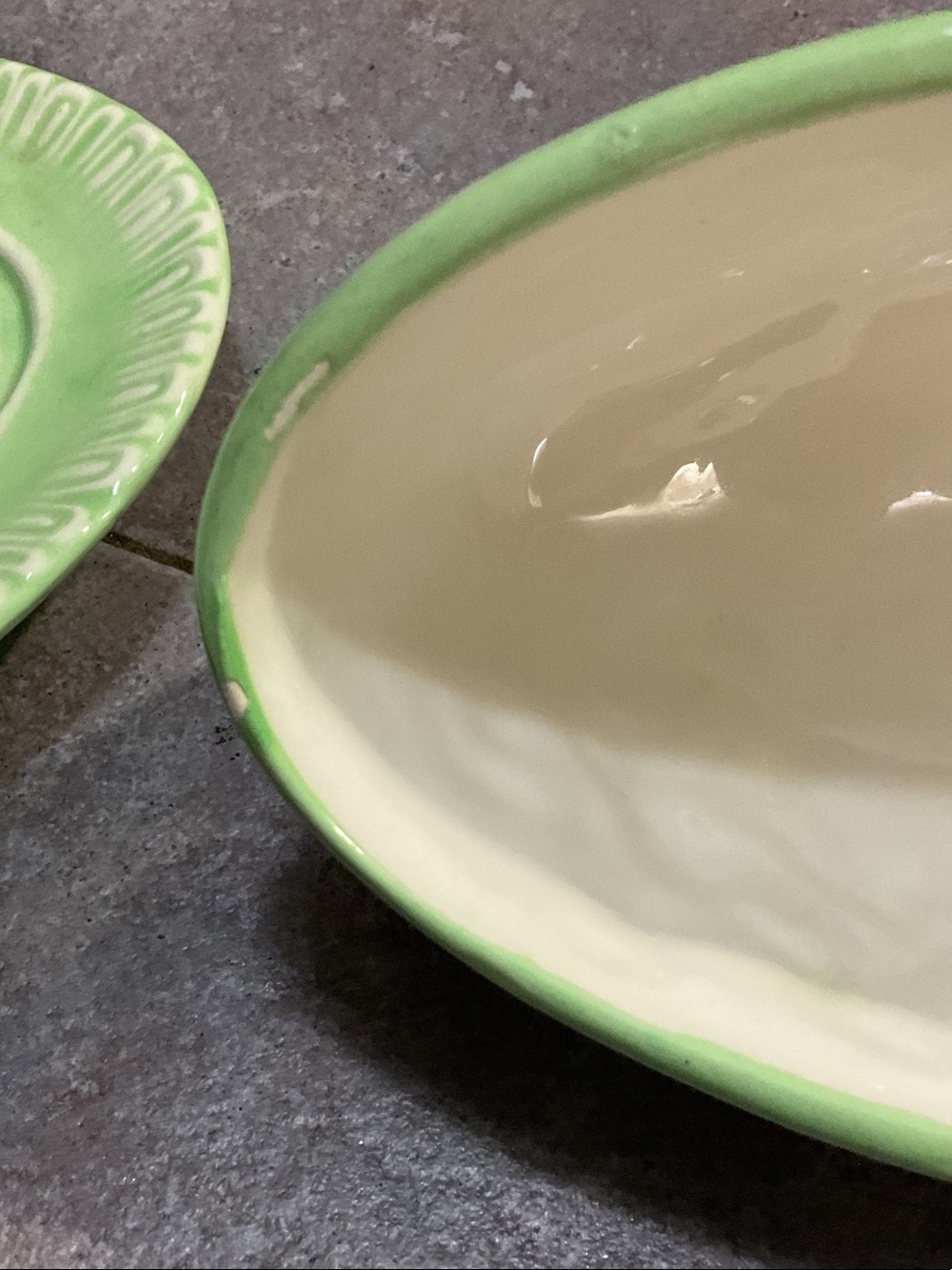 Green Ceramic Covered Butter Dish with Figurative Relief - Picture 8 of 14